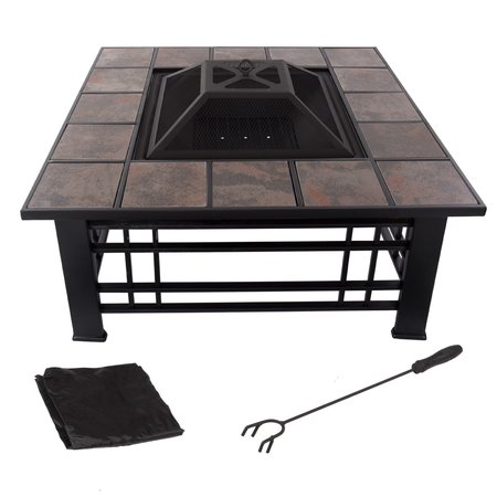 Pure Garden 32-Inch Outdoor Wood Burning Firepit/Fireplace with Steel Bowl 50-FP187